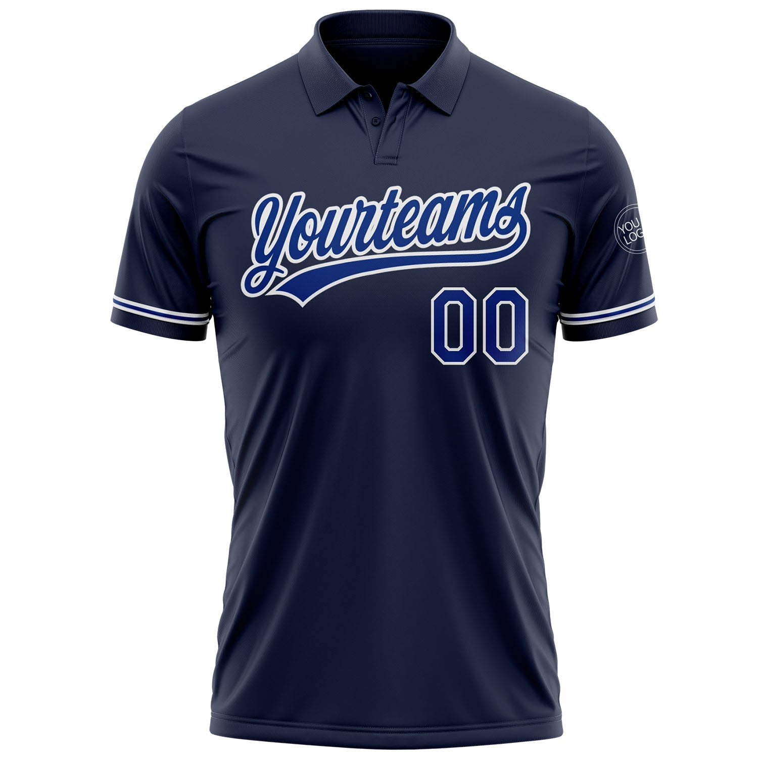 Custom Navy Royal-White Performance Vapor Golf Polo Shirt view 2