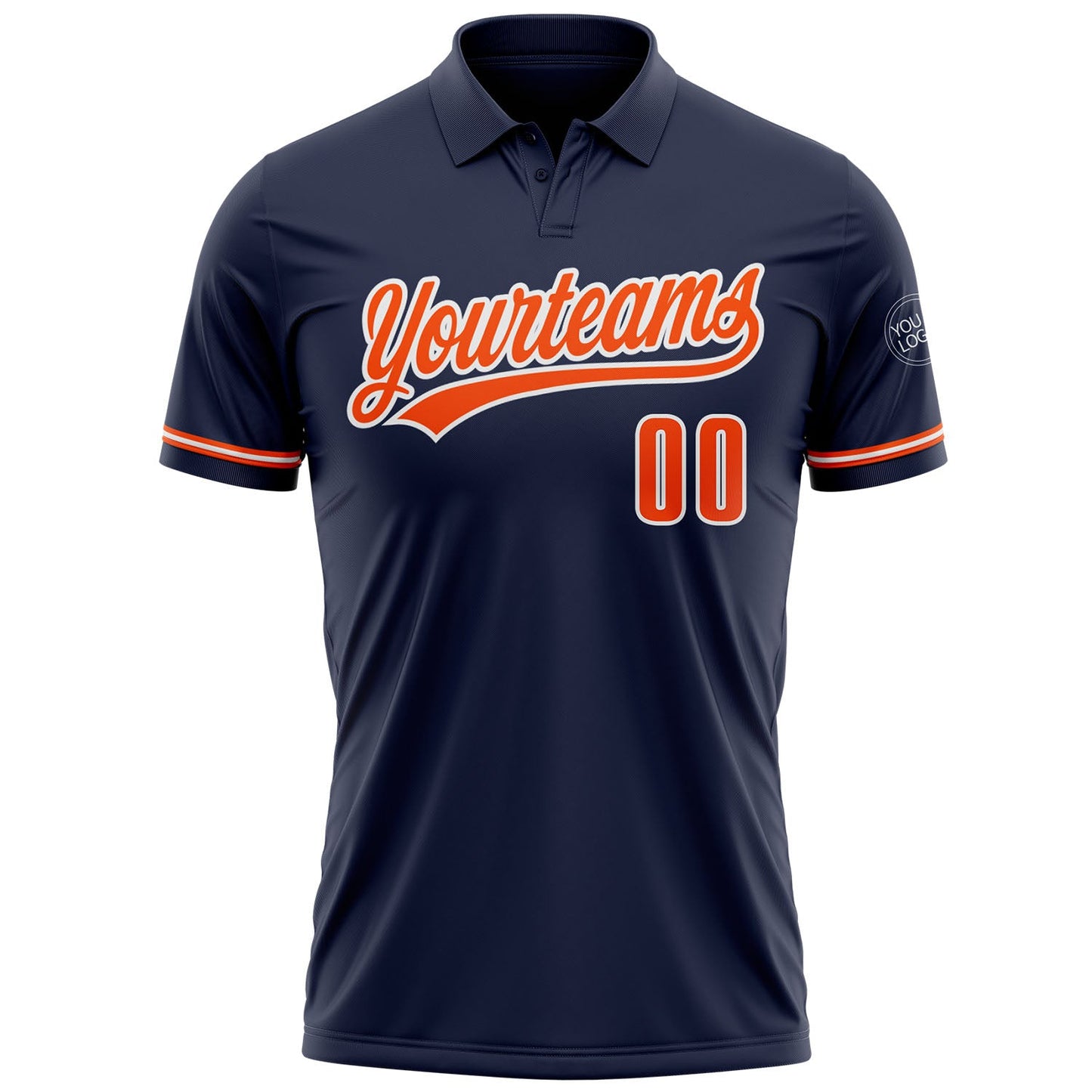 Custom Navy Orange-White Performance Vapor Golf Polo Shirt view 2