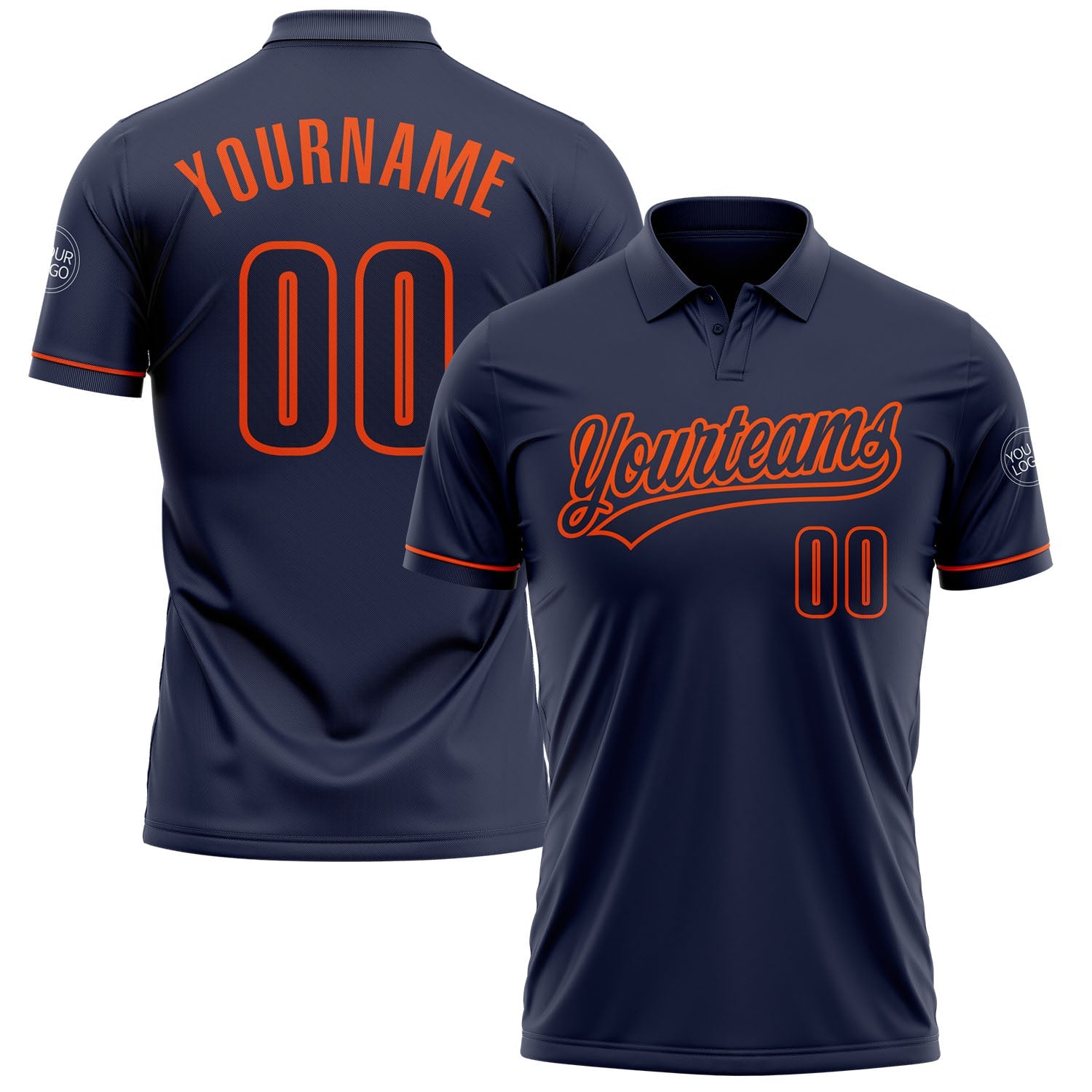 Custom Navy Navy-Orange Performance Vapor Golf Polo Shirt - Main View