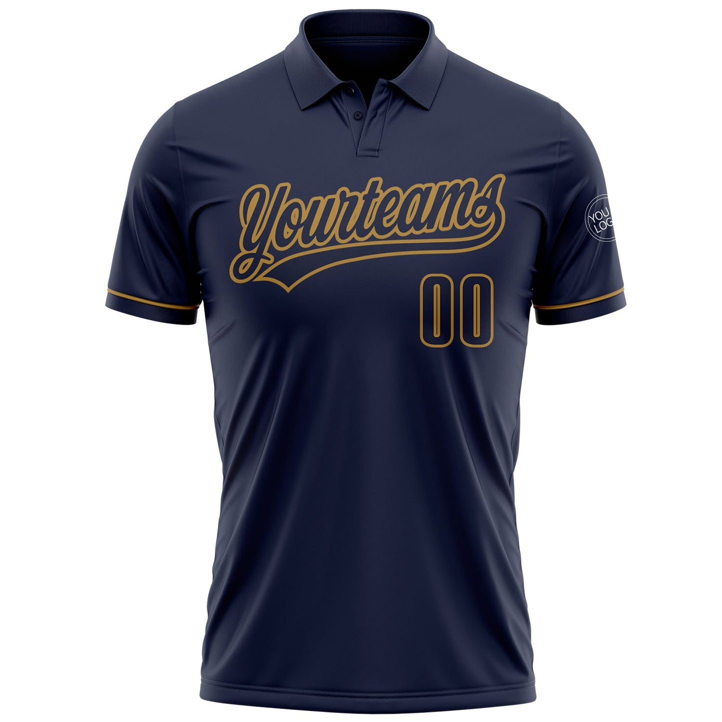Custom Navy Navy-Old Gold Performance Vapor Golf Polo Shirt view 2