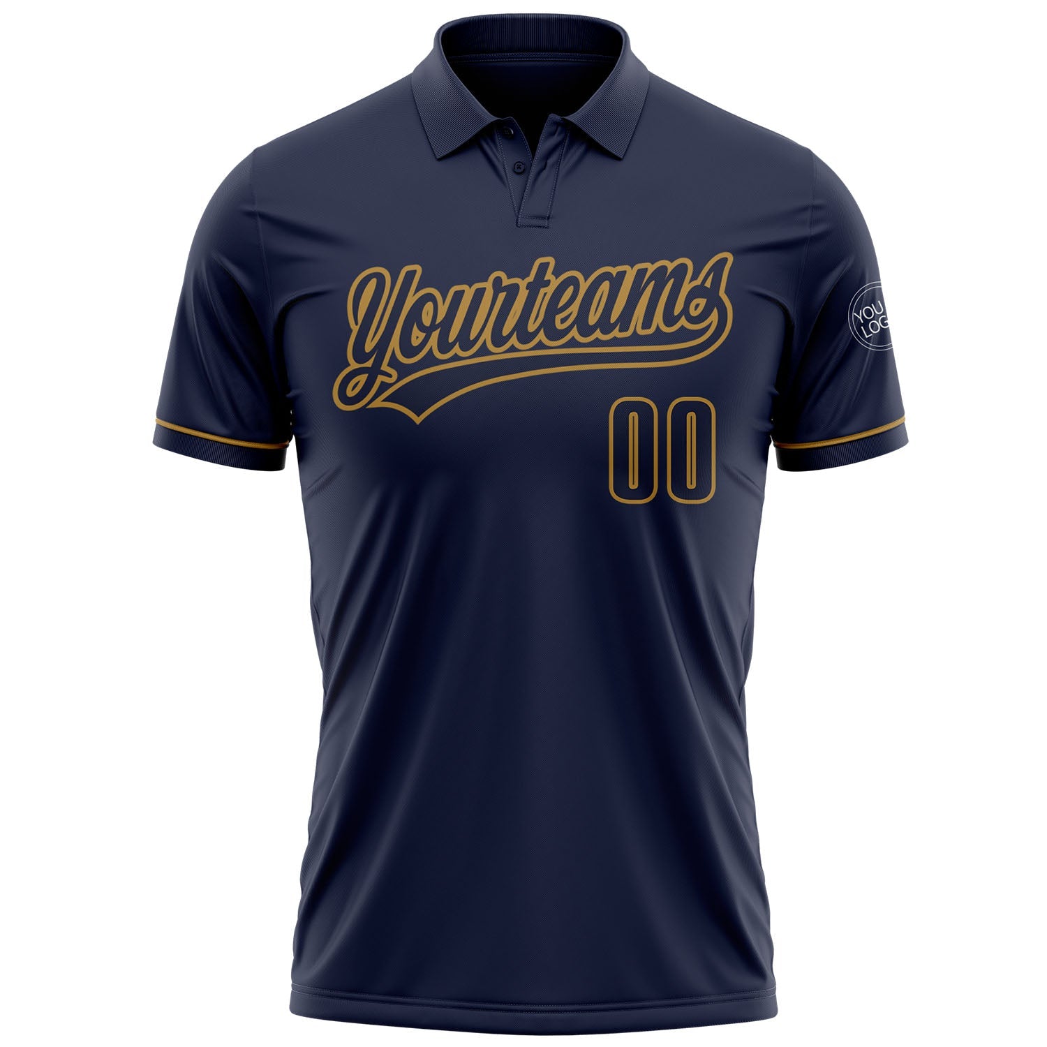 Custom Navy Navy-Old Gold Performance Vapor Golf Polo Shirt view 2