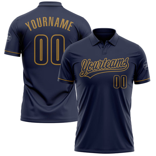 Custom Navy Navy-Old Gold Performance Vapor Golf Polo Shirt - Main View
