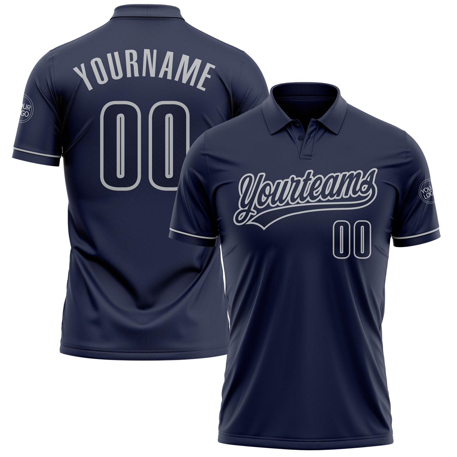 Custom Navy Navy-Gray Performance Vapor Golf Polo Shirt - Main View