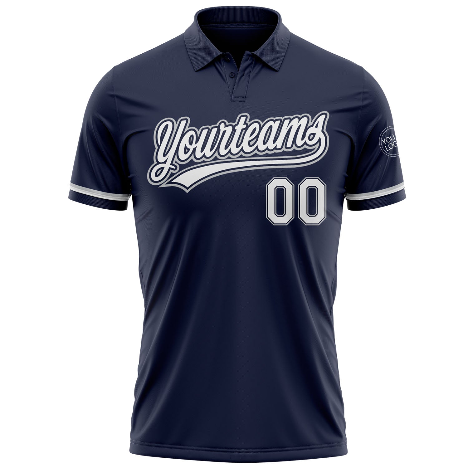 Custom Navy White-Gray Performance Vapor Golf Polo Shirt view 2