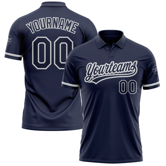 Custom Navy Navy-Gray Performance Vapor Golf Polo Shirt - Main View