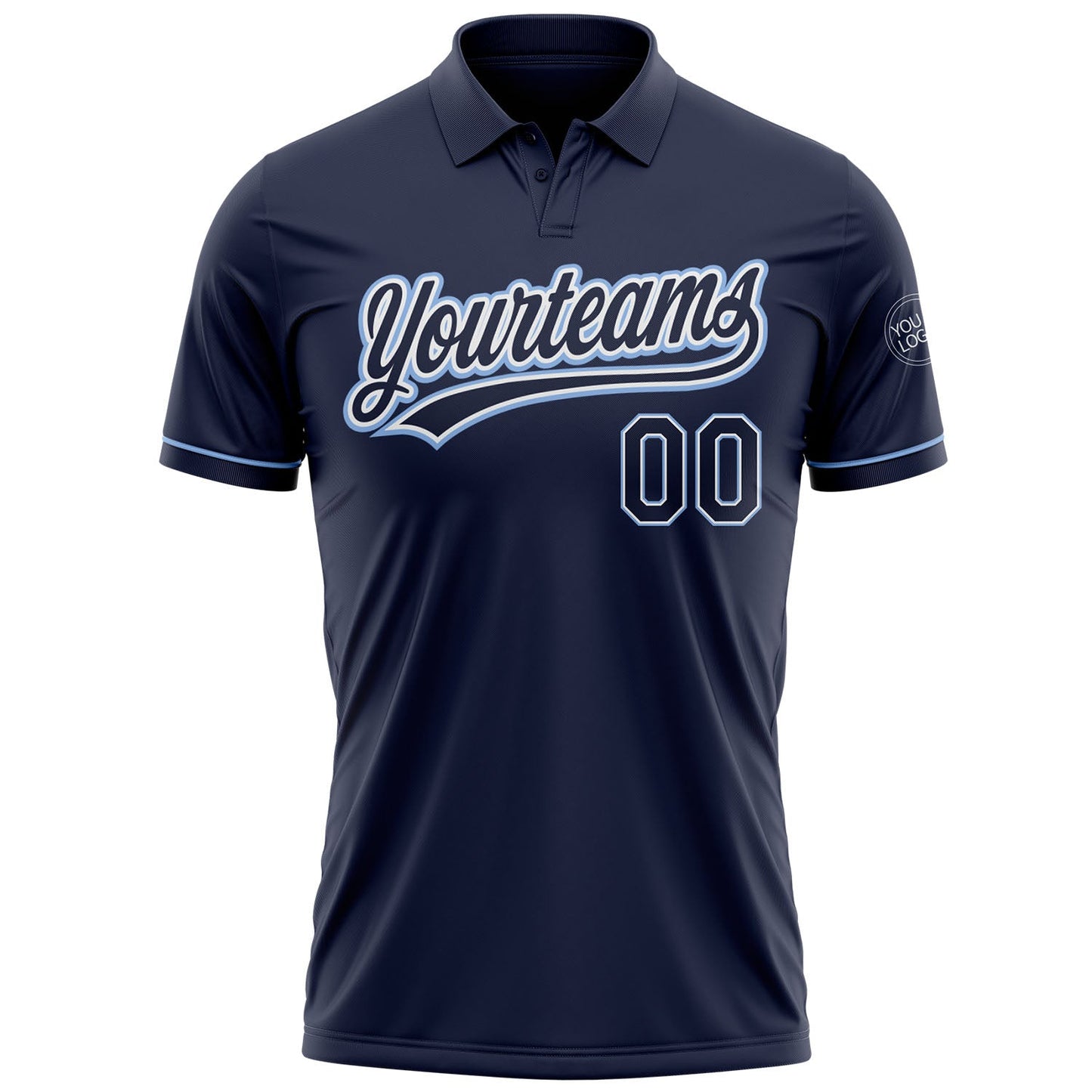 Custom Navy Navy-Light Blue Performance Vapor Golf Polo Shirt view 2