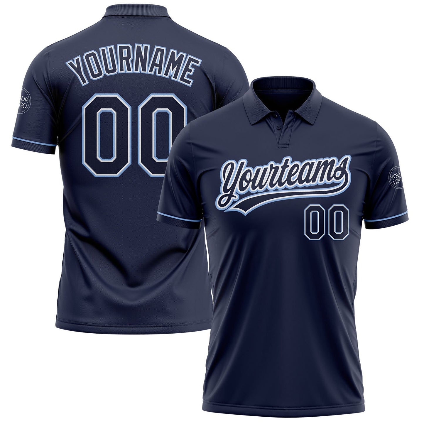 Custom Navy Navy-Light Blue Performance Vapor Golf Polo Shirt - Main View