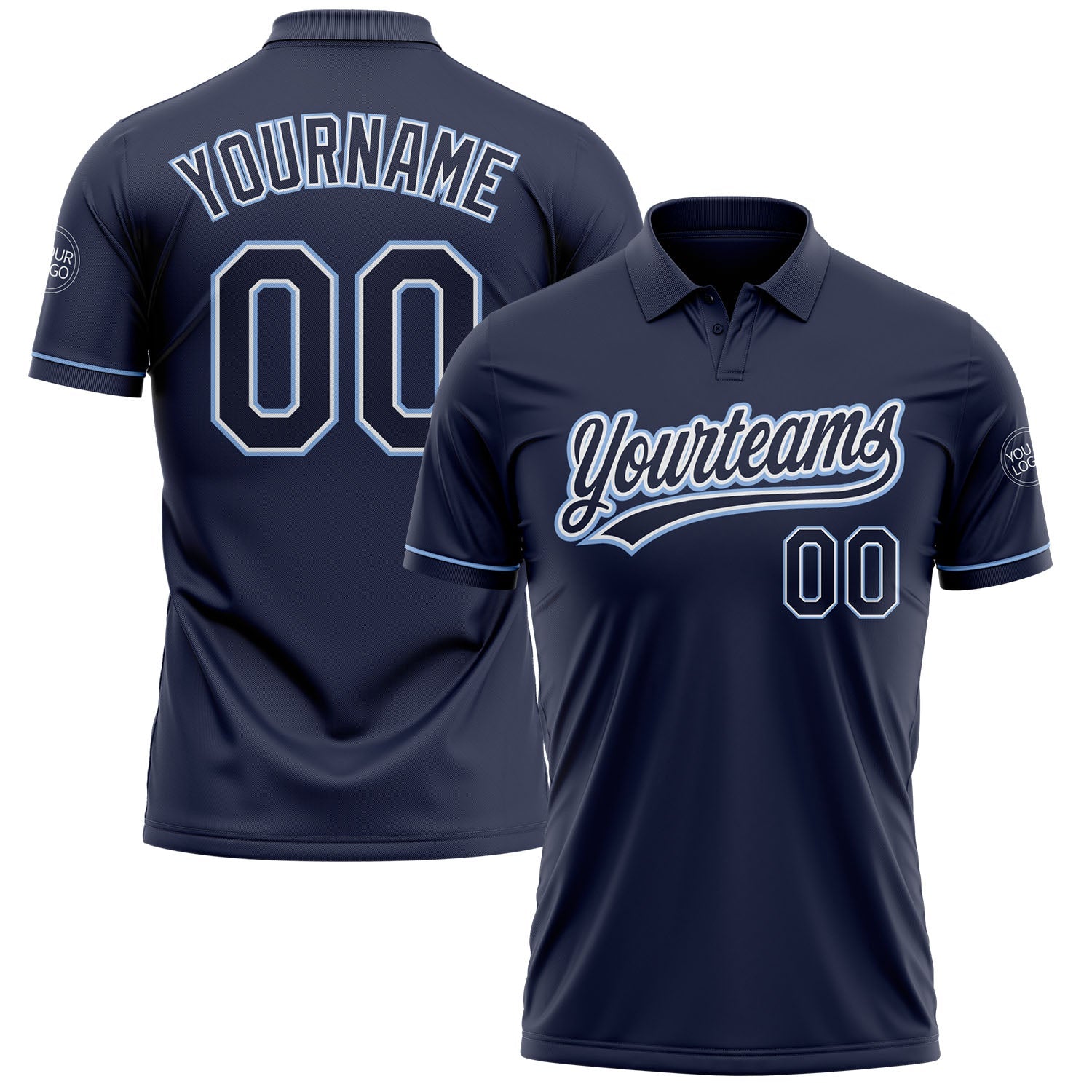 Custom Navy Navy-Light Blue Performance Vapor Golf Polo Shirt - Main View