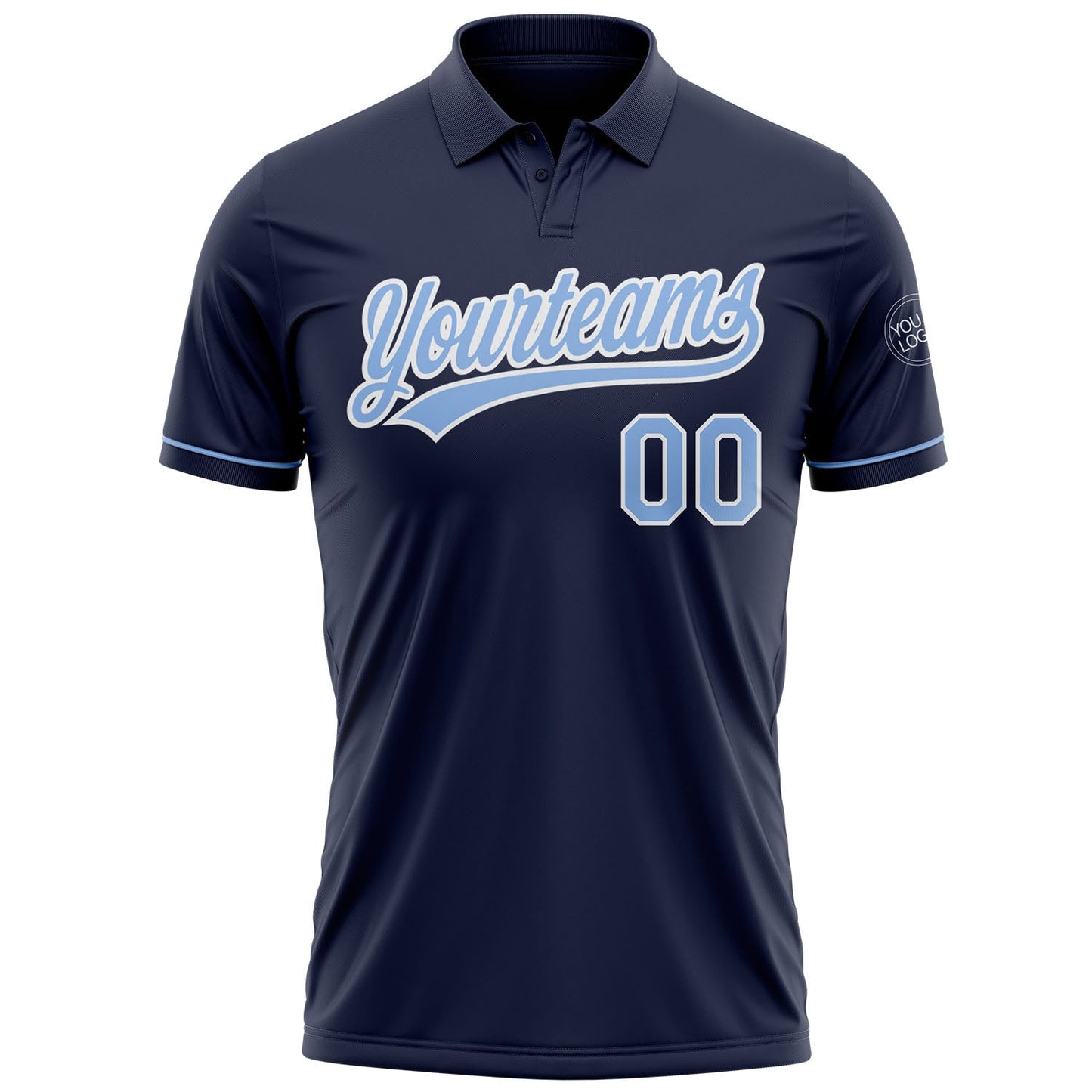 Custom Navy Light Blue-White Performance Vapor Golf Polo Shirt view 2