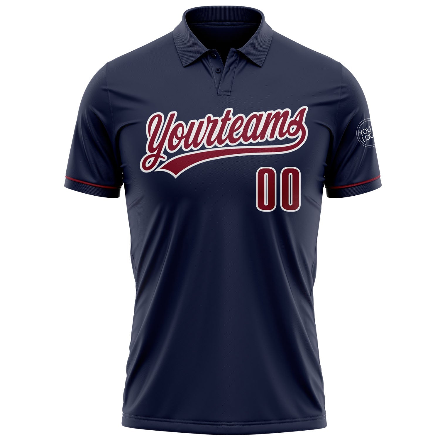 Custom Navy Crimson-White Performance Vapor Golf Polo Shirt view 2