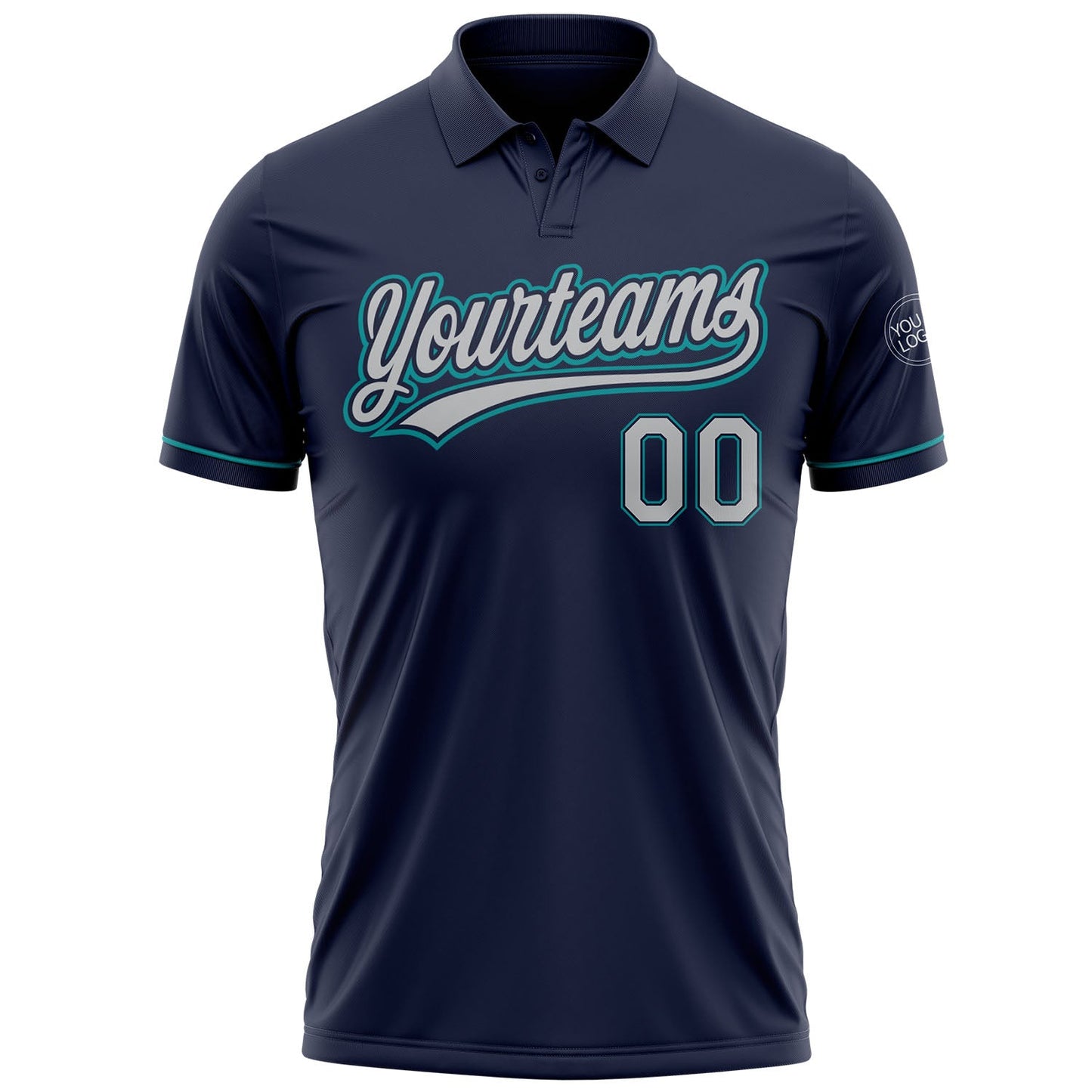 Custom Navy Gray-Teal Performance Vapor Golf Polo Shirt view 2