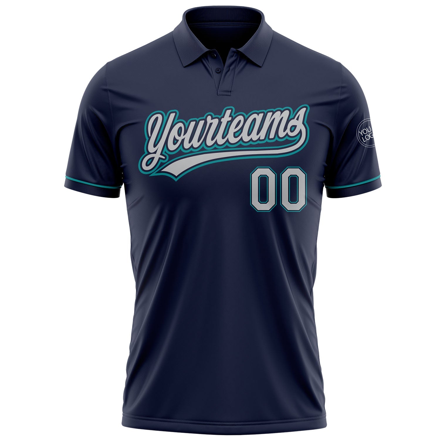 Custom Navy Gray-Teal Performance Vapor Golf Polo Shirt view 2