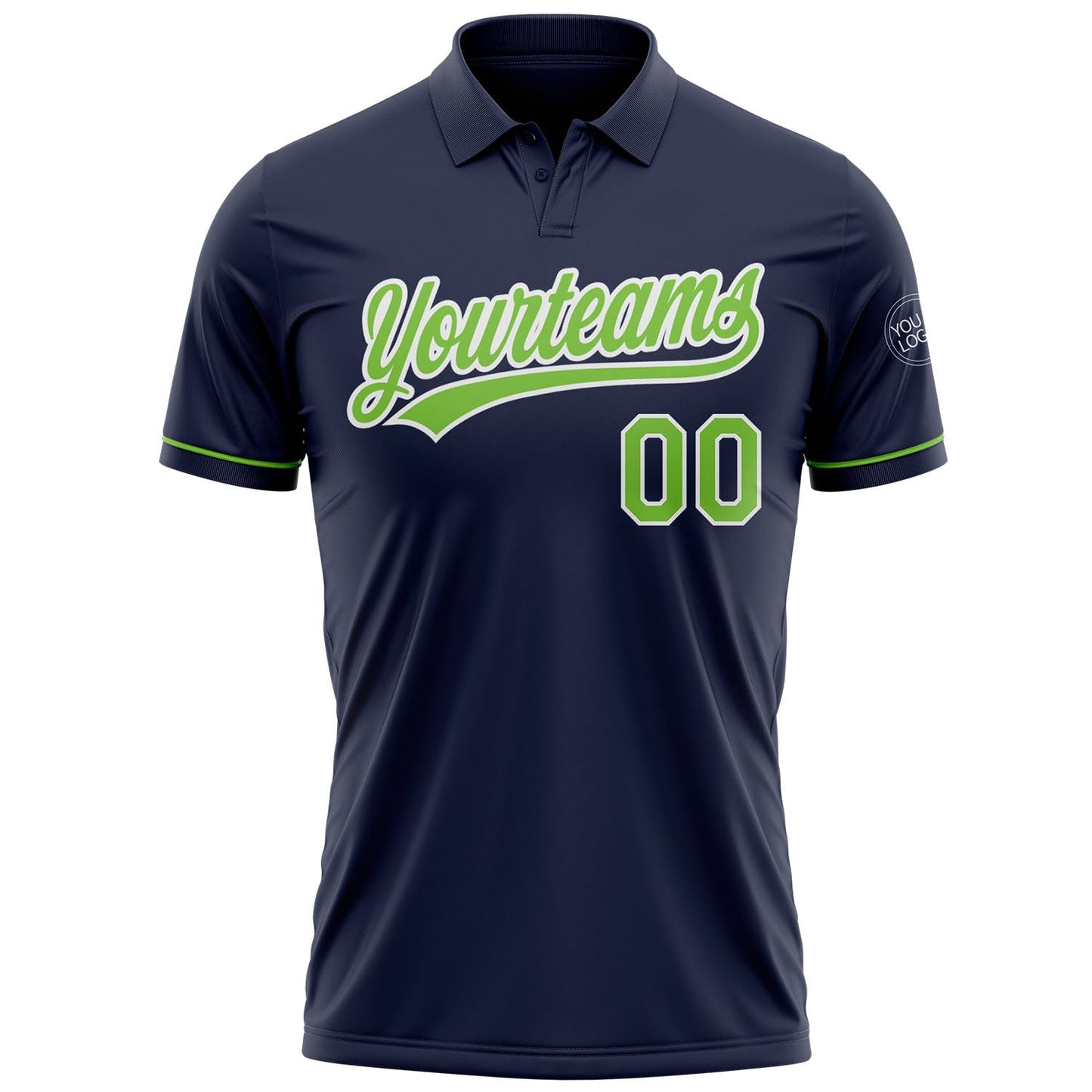 Custom Navy Neon Green-White Performance Vapor Golf Polo Shirt view 2