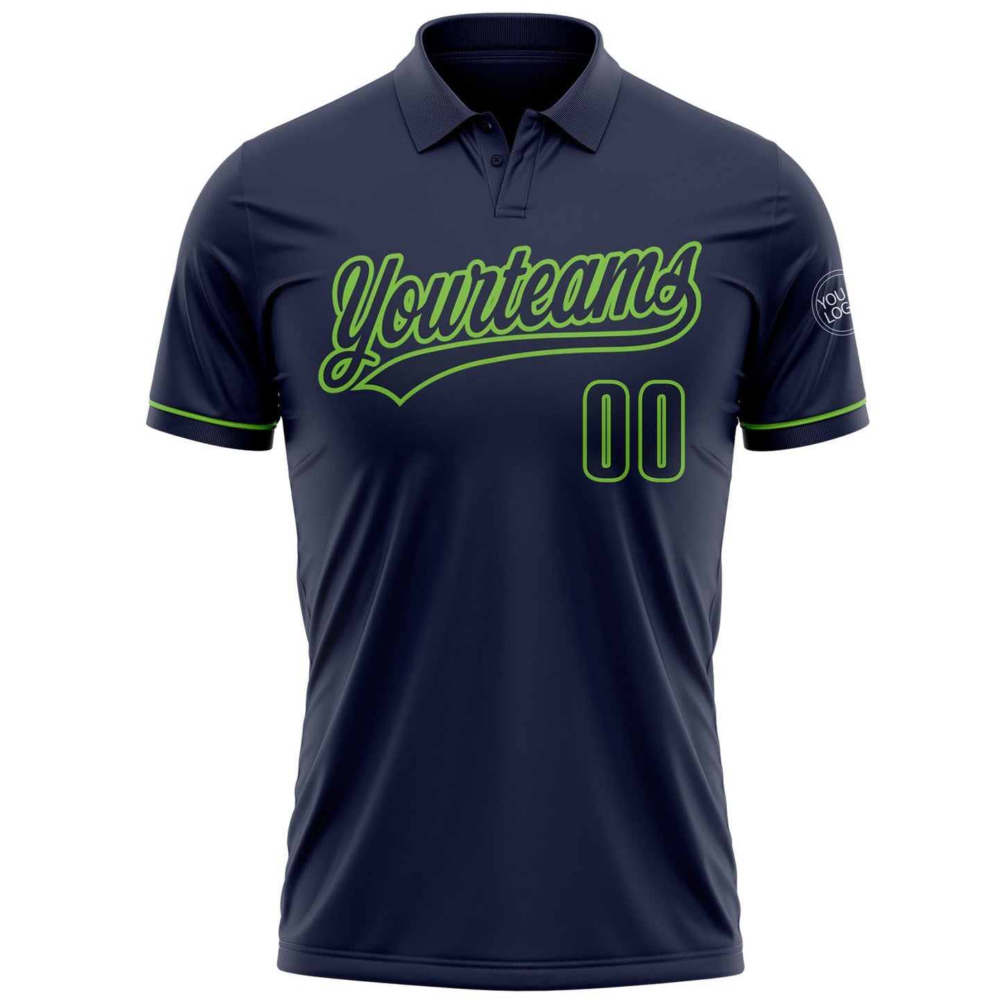 Custom Navy Navy-Neon Green Performance Vapor Golf Polo Shirt view 2