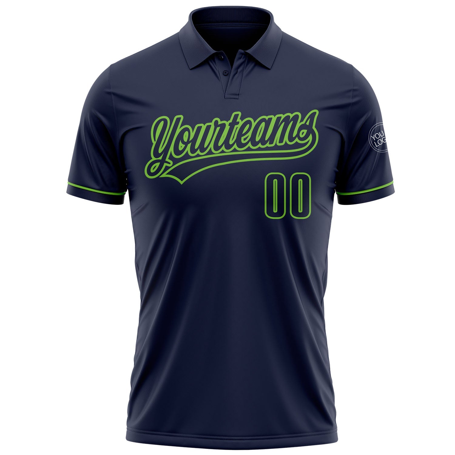 Custom Navy Navy-Neon Green Performance Vapor Golf Polo Shirt view 2