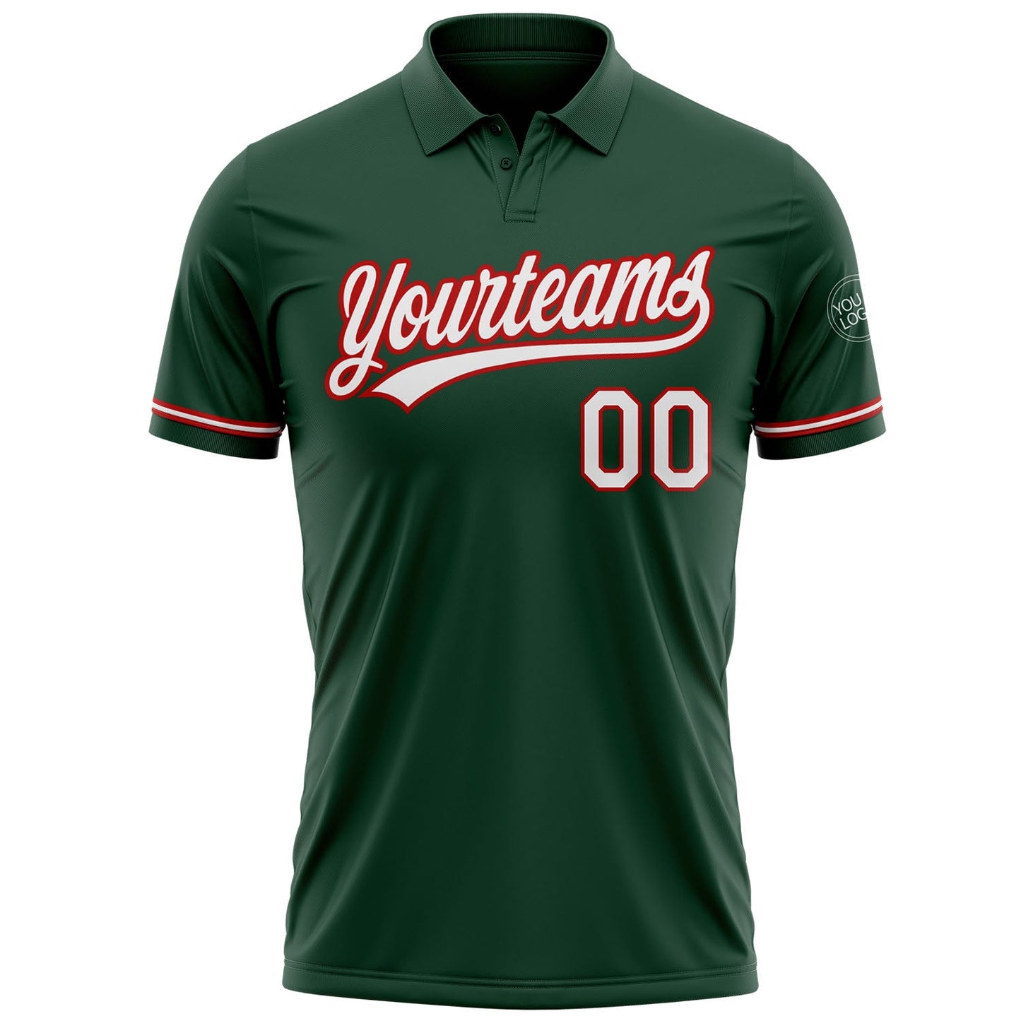 Custom Green White-Red Performance Vapor Golf Polo Shirt view 2