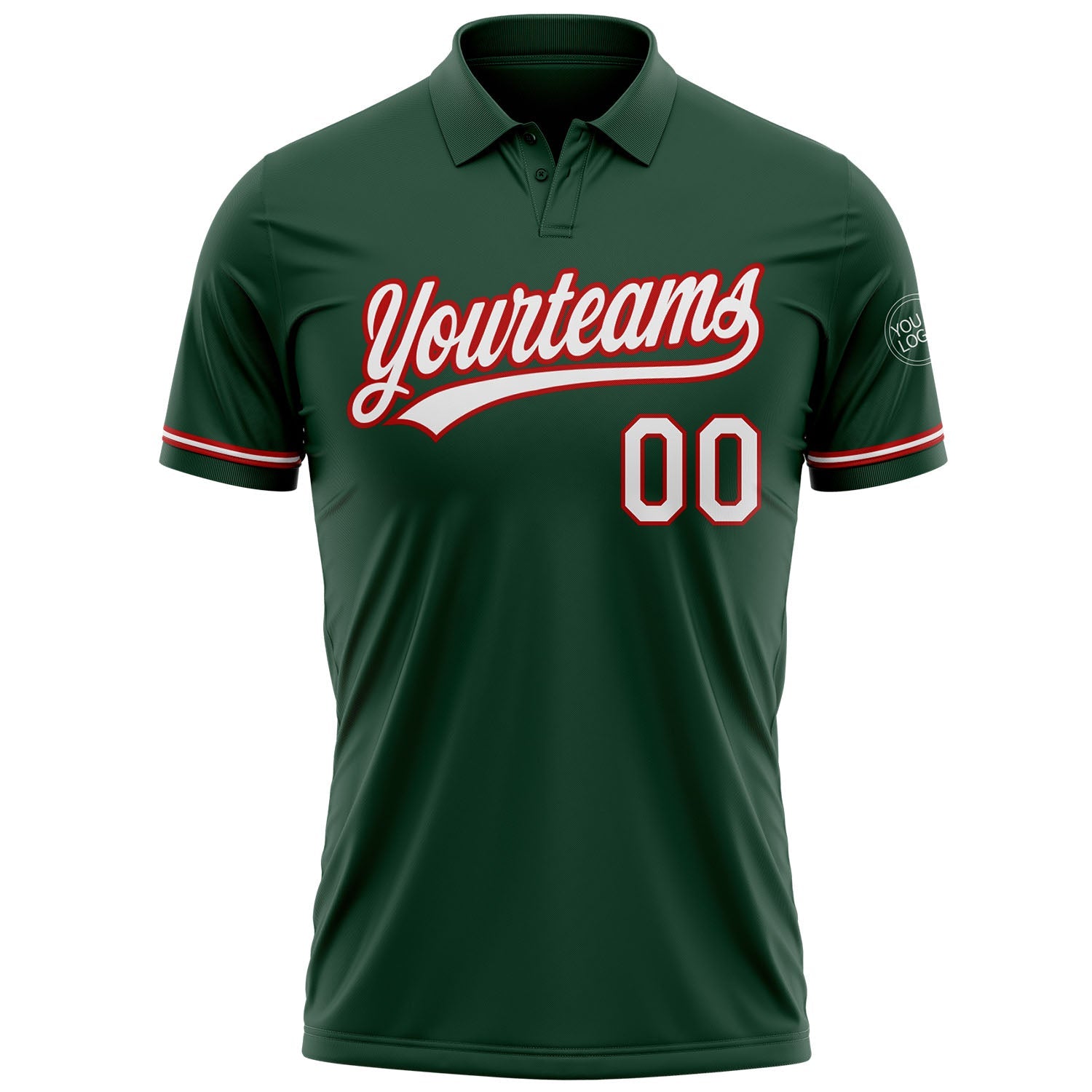 Custom Green White-Red Performance Vapor Golf Polo Shirt view 2