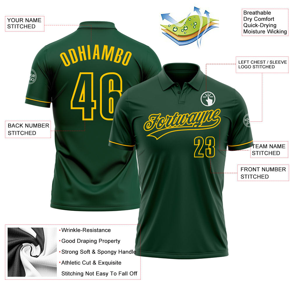 Custom Green Green-Yellow Performance Vapor Golf Polo Shirt view 3