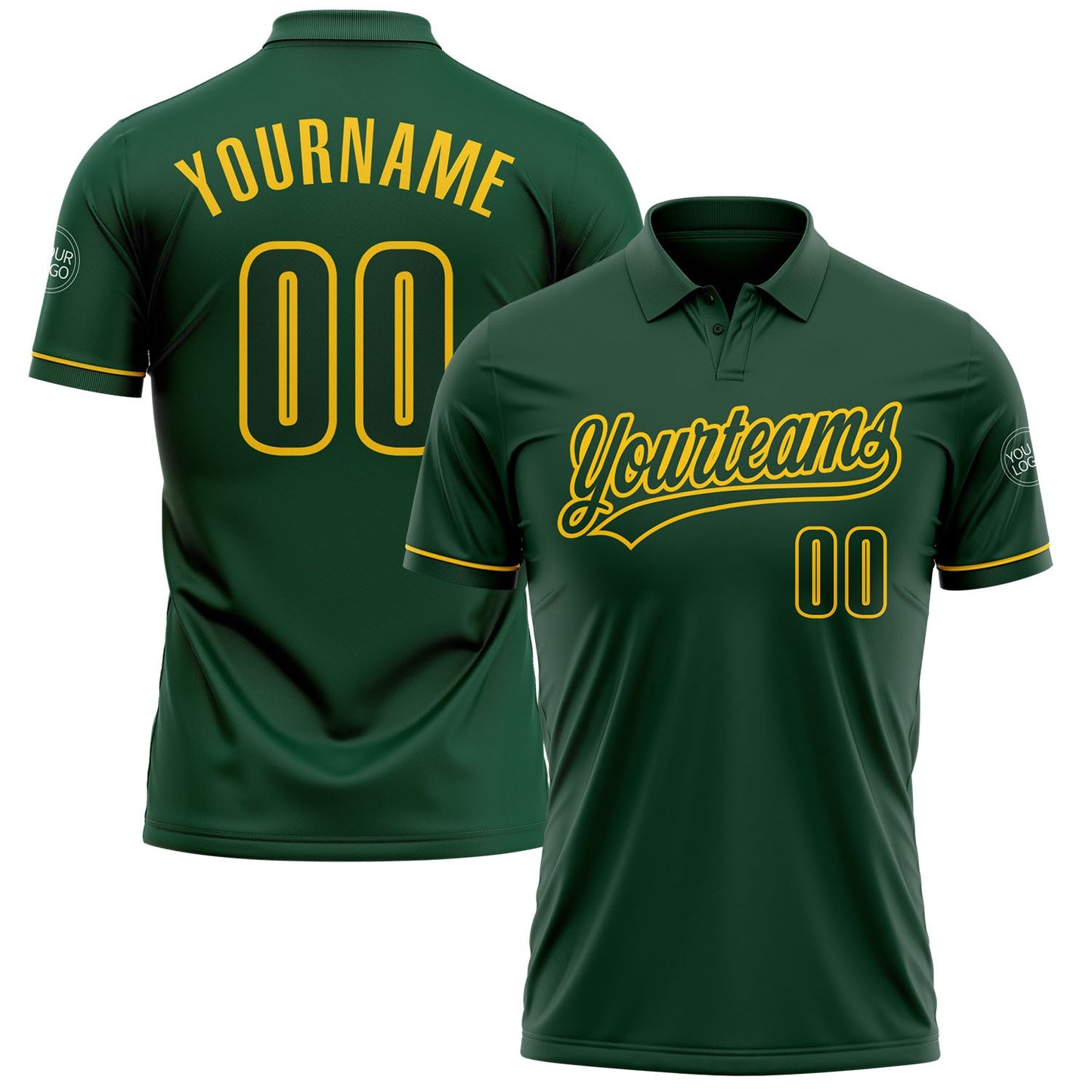 Custom Green Green-Yellow Performance Vapor Golf Polo Shirt - Main View