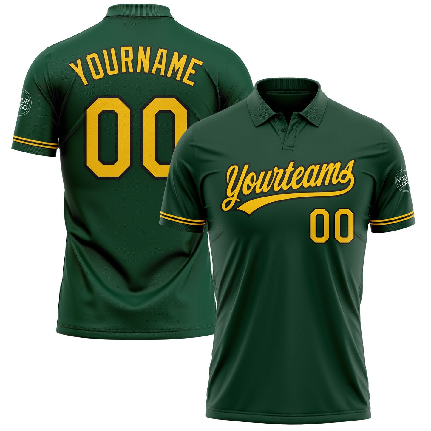 Custom Green Yellow-Black Performance Vapor Golf Polo Shirt - Main View