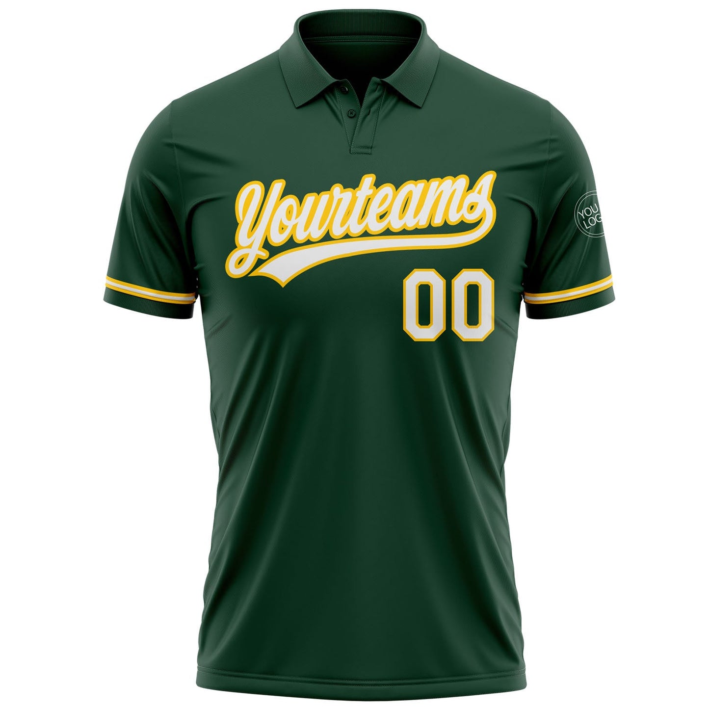 Custom Green White-Yellow Performance Vapor Golf Polo Shirt view 2
