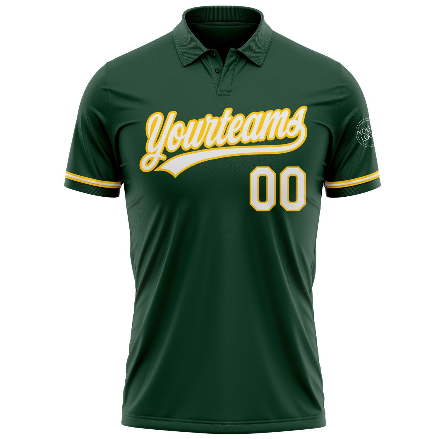 Custom Green White-Yellow Performance Vapor Golf Polo Shirt view 2