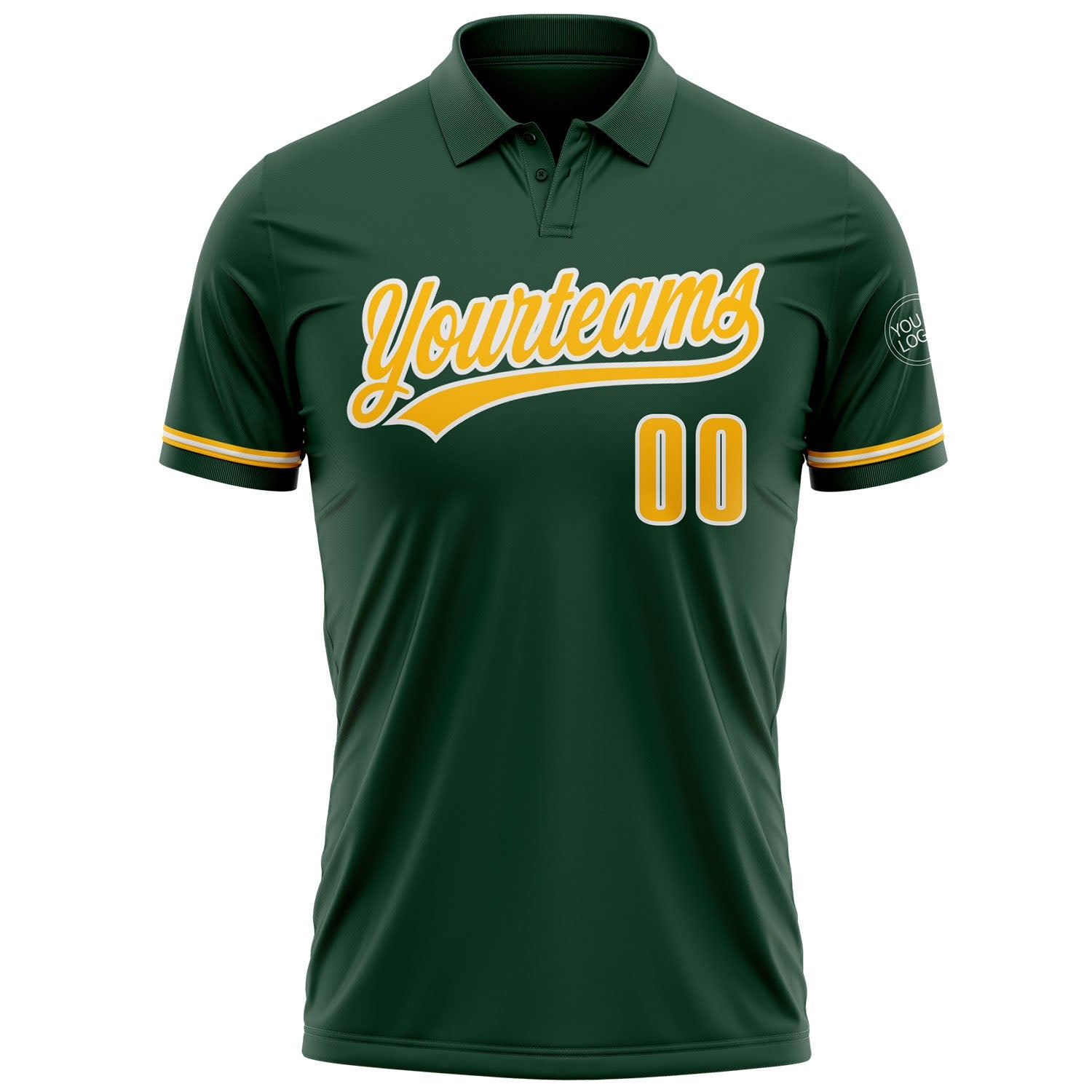 Custom Green Gold-White Performance Vapor Golf Polo Shirt view 2
