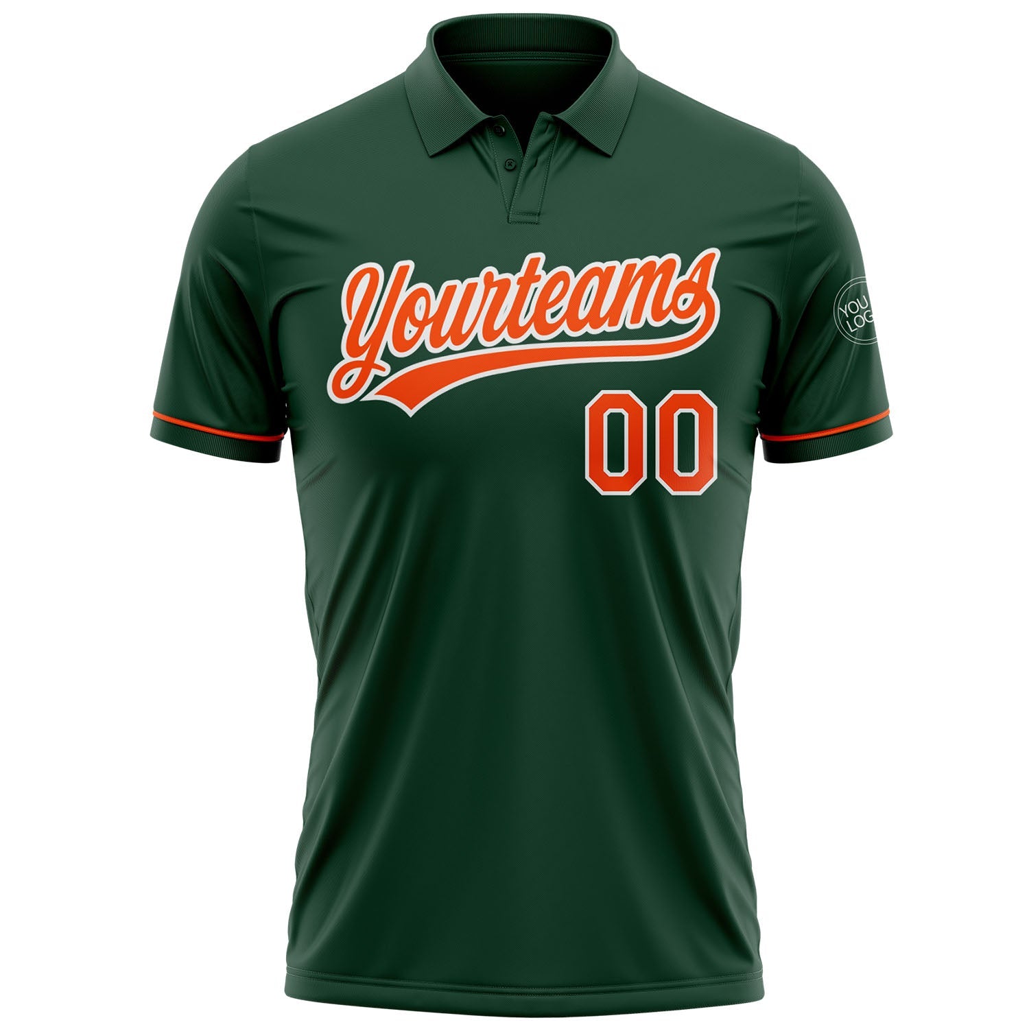 Custom Green Orange-White Performance Vapor Golf Polo Shirt view 2
