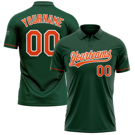 Custom Green Orange-White Performance Vapor Golf Polo Shirt - Main View