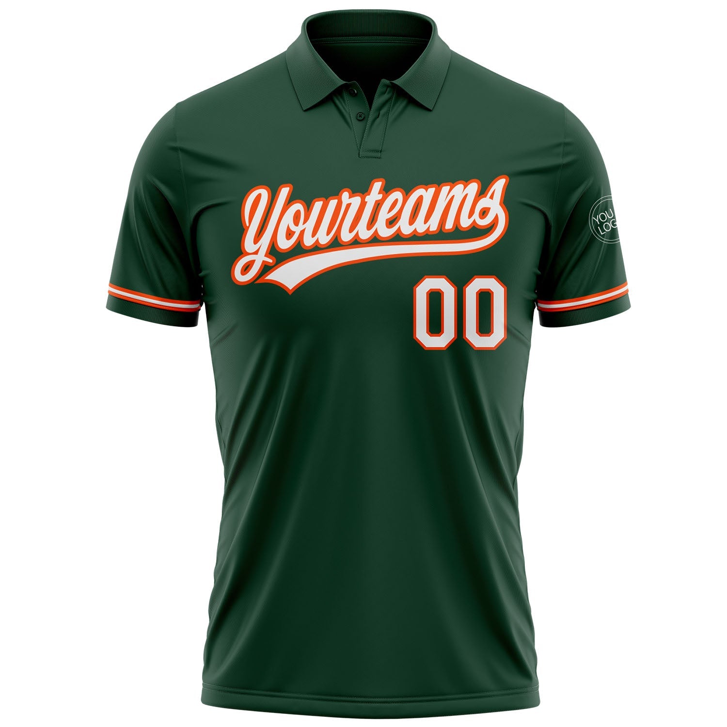 Custom Green White-Orange Performance Vapor Golf Polo Shirt view 2