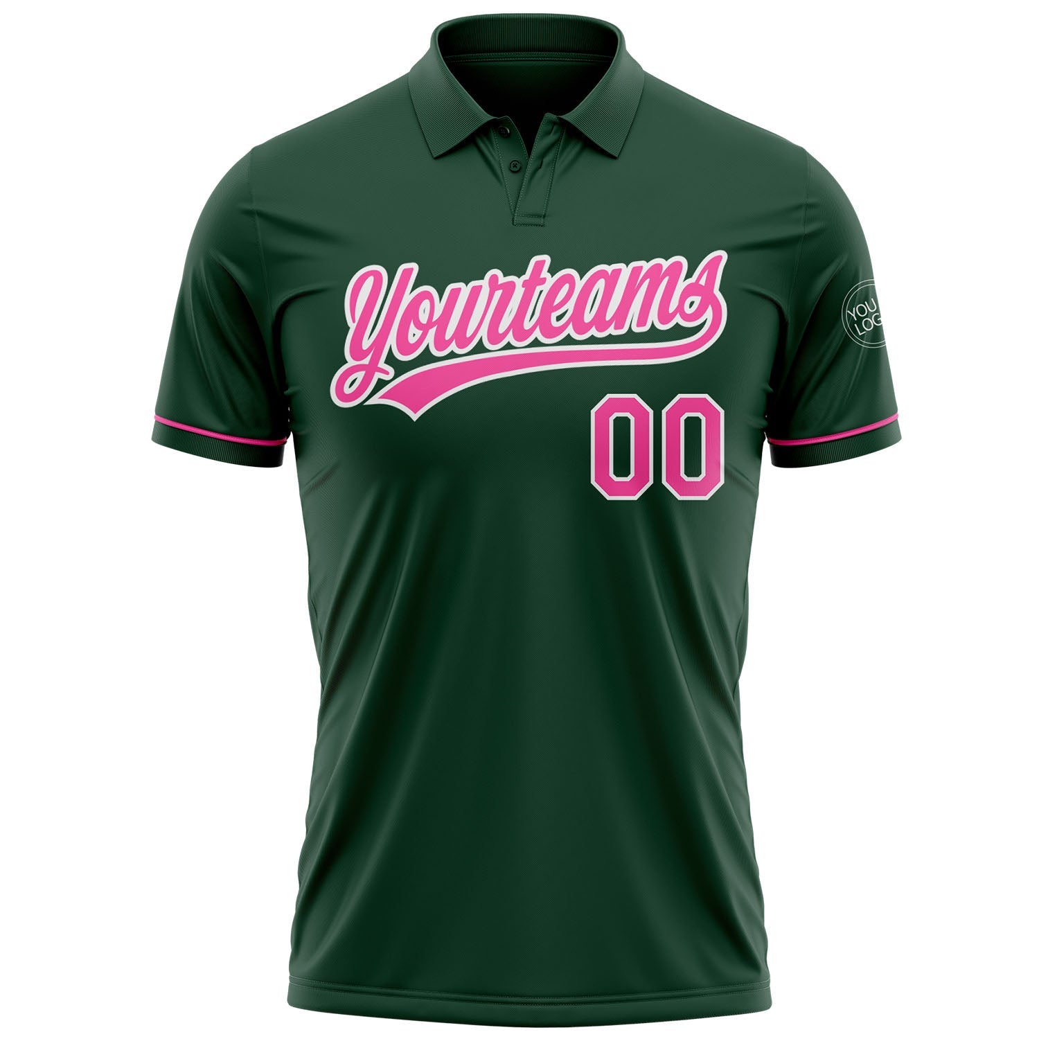 Custom Green Pink-White Performance Vapor Golf Polo Shirt view 2