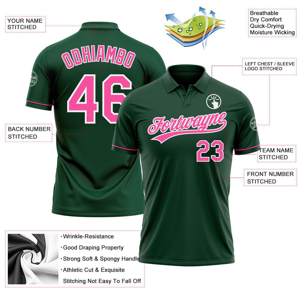 Custom Green Pink-White Performance Vapor Golf Polo Shirt view 3