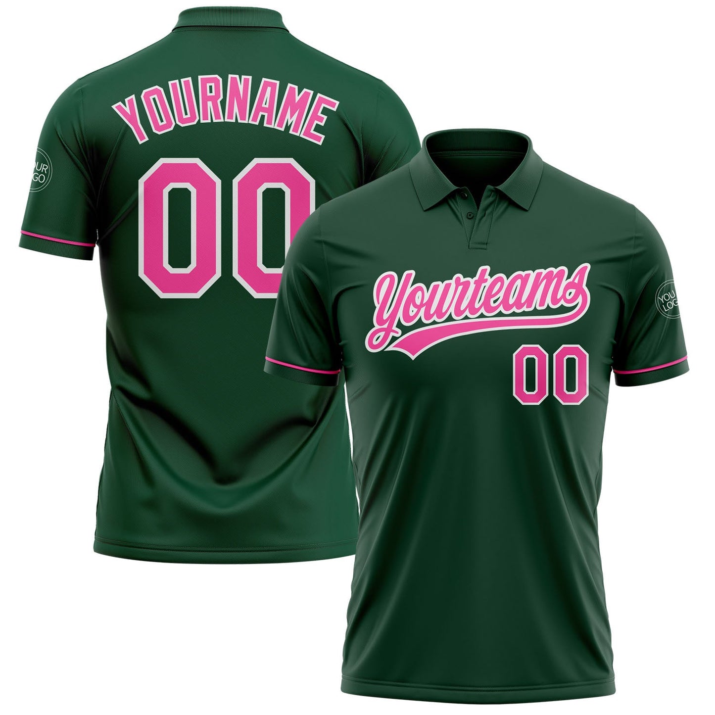 Custom Green Pink-White Performance Vapor Golf Polo Shirt - Main View