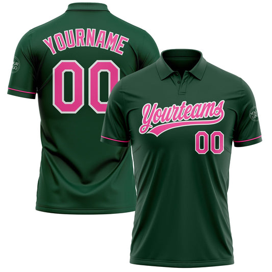Custom Green Pink-White Performance Vapor Golf Polo Shirt - Main View