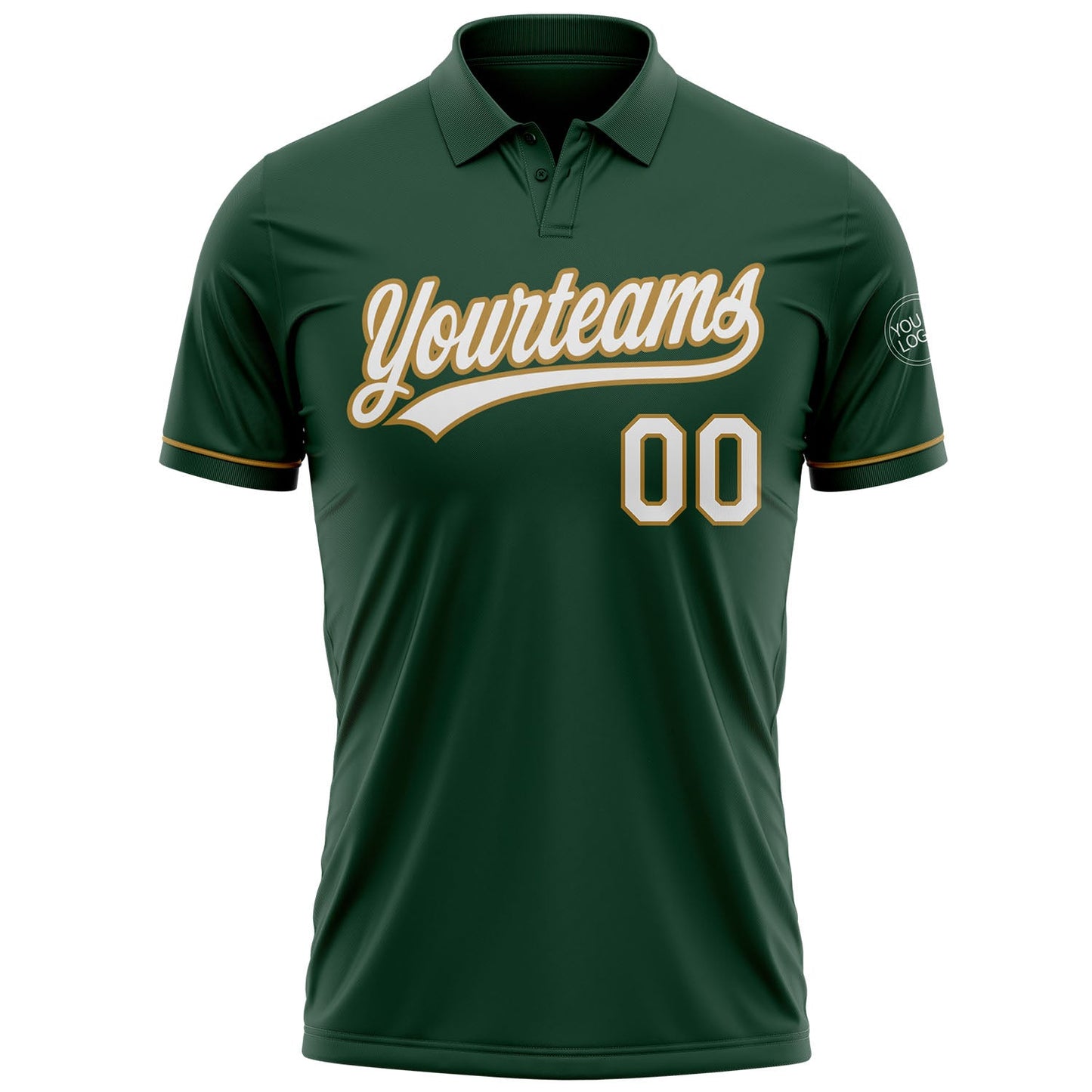 Custom Green White-Old Gold Performance Vapor Golf Polo Shirt view 2