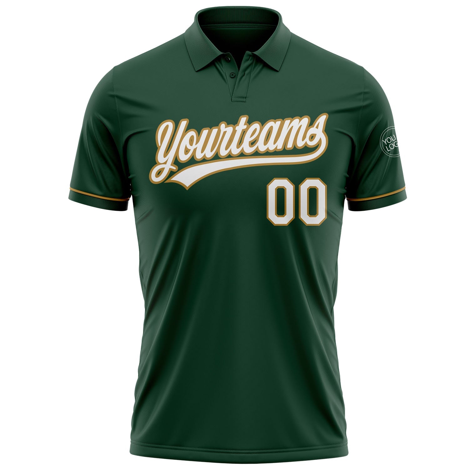 Custom Green White-Old Gold Performance Vapor Golf Polo Shirt view 2