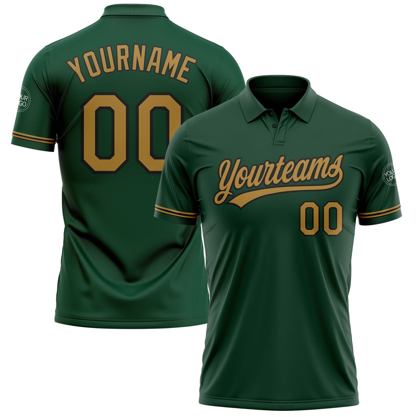 Custom Green Old Gold-Black Performance Vapor Golf Polo Shirt - Main View
