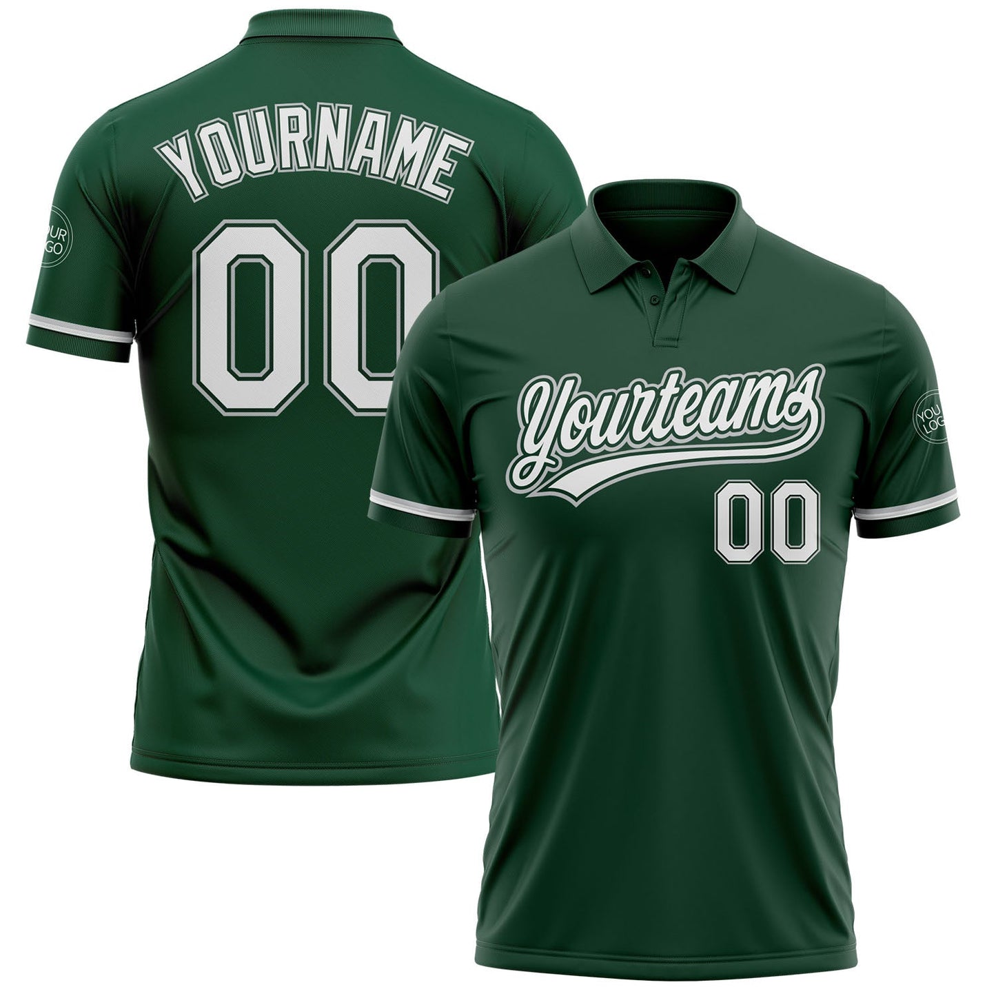 Custom Green White-Gray Performance Vapor Golf Polo Shirt - Main View