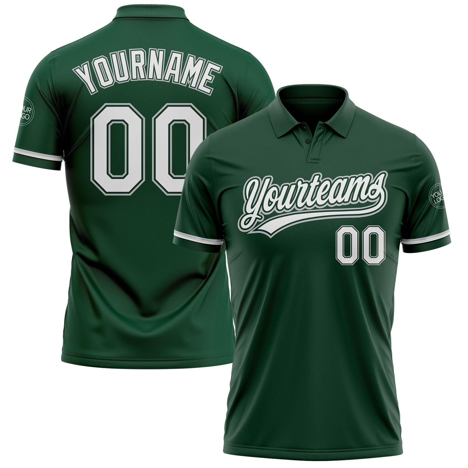 Custom Green White-Gray Performance Vapor Golf Polo Shirt - Main View
