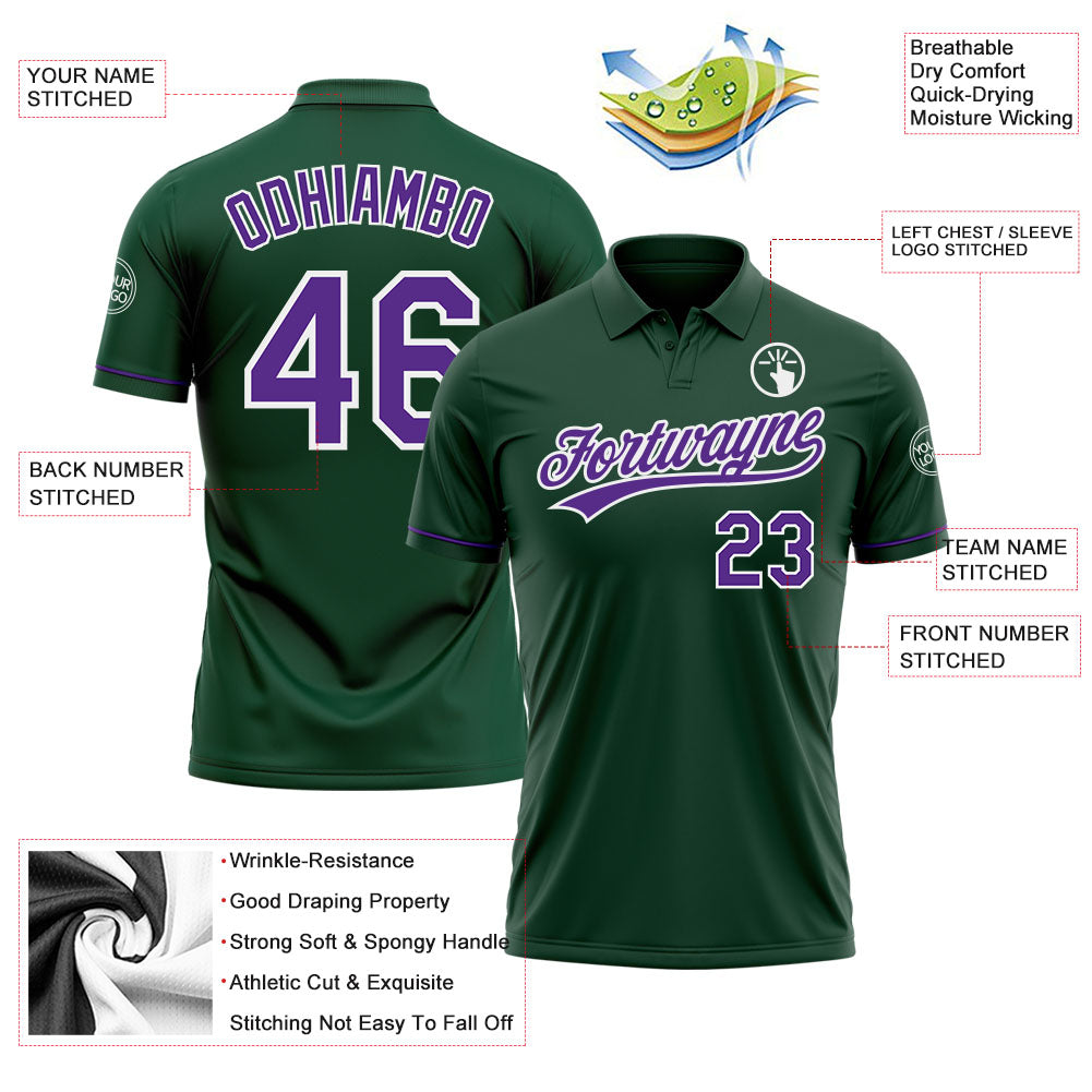 Custom Green Purple-White Performance Vapor Golf Polo Shirt view 3