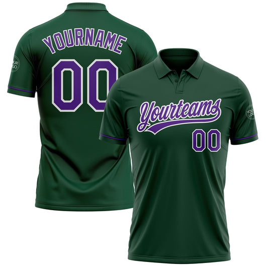 Custom Green Purple-White Performance Vapor Golf Polo Shirt - Main View