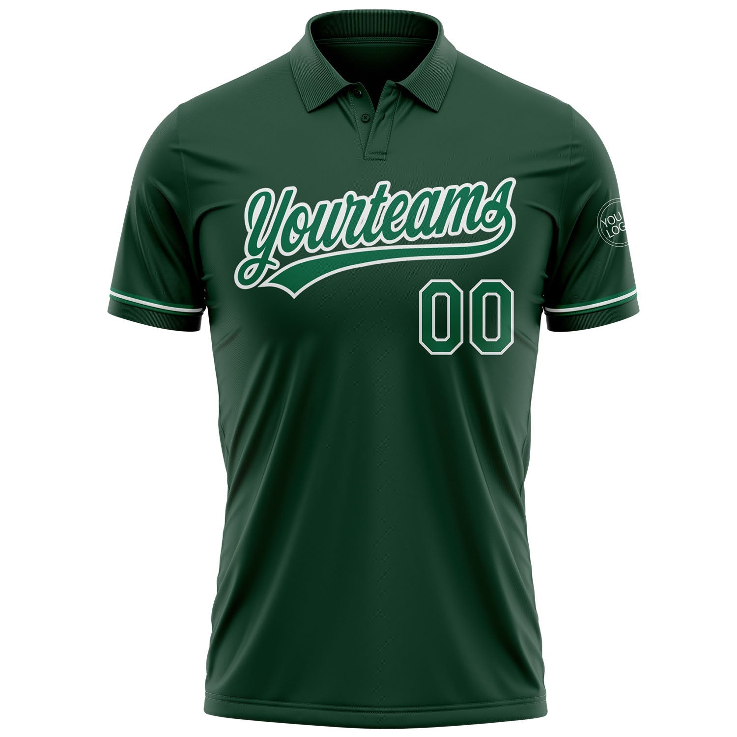 Custom Green Kelly Green-White Performance Vapor Golf Polo Shirt view 2