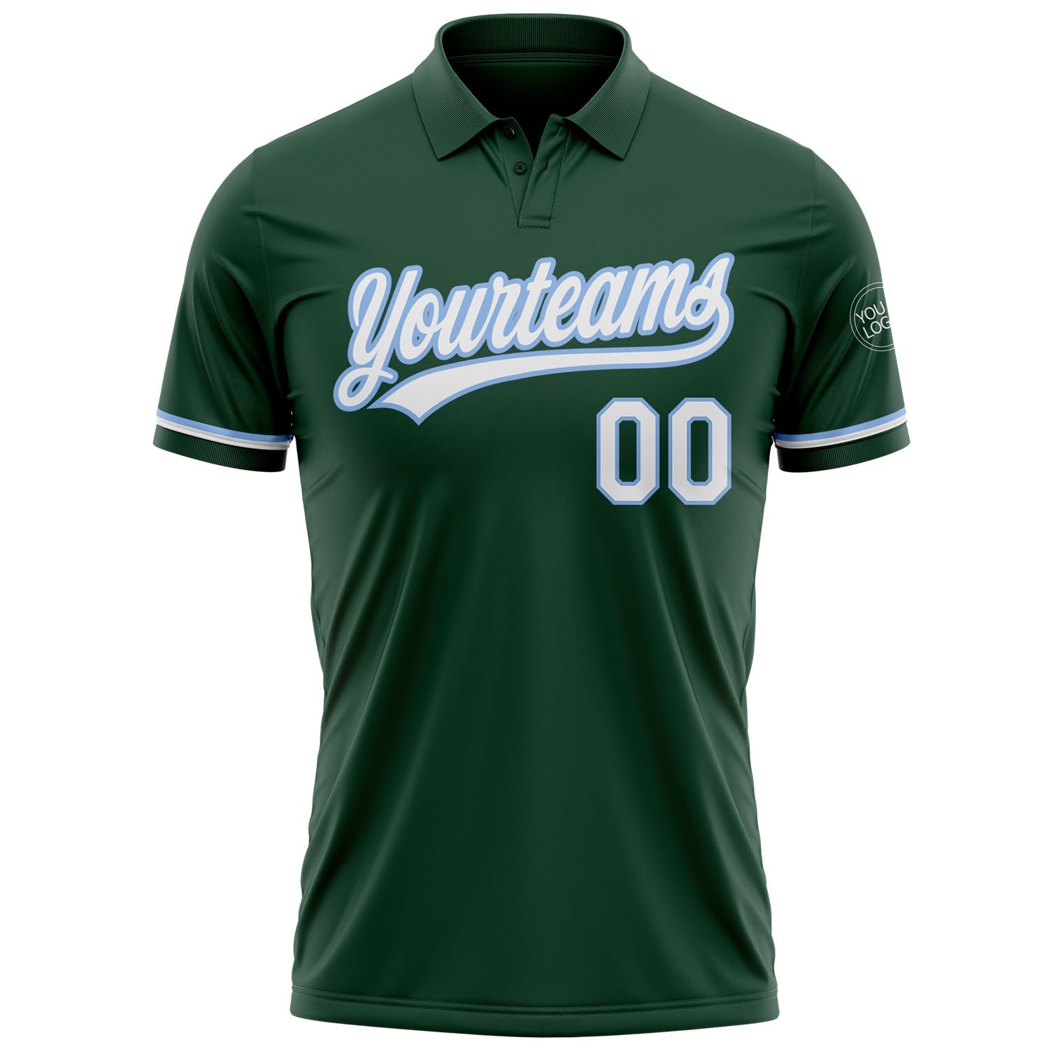 Custom Green White-Light Blue Performance Vapor Golf Polo Shirt view 2