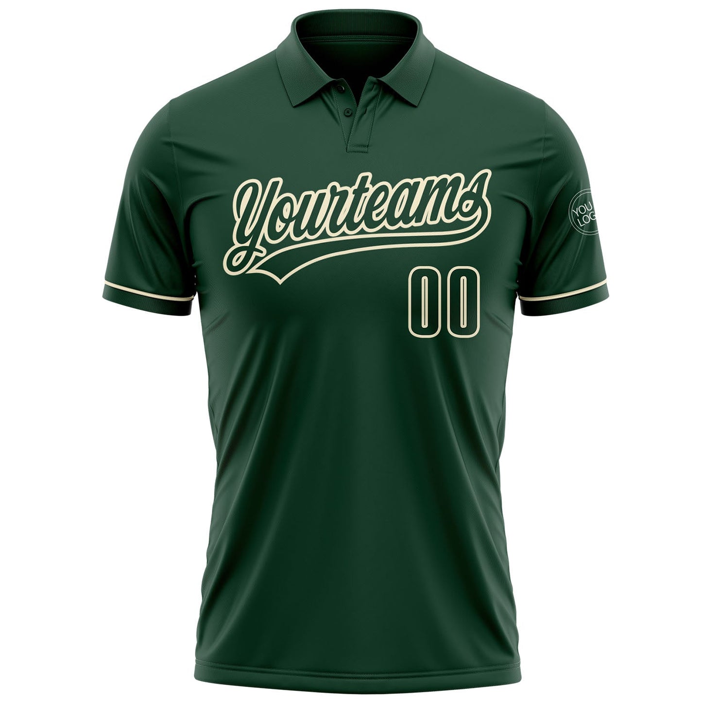 Custom Green Green-Cream Performance Vapor Golf Polo Shirt view 2