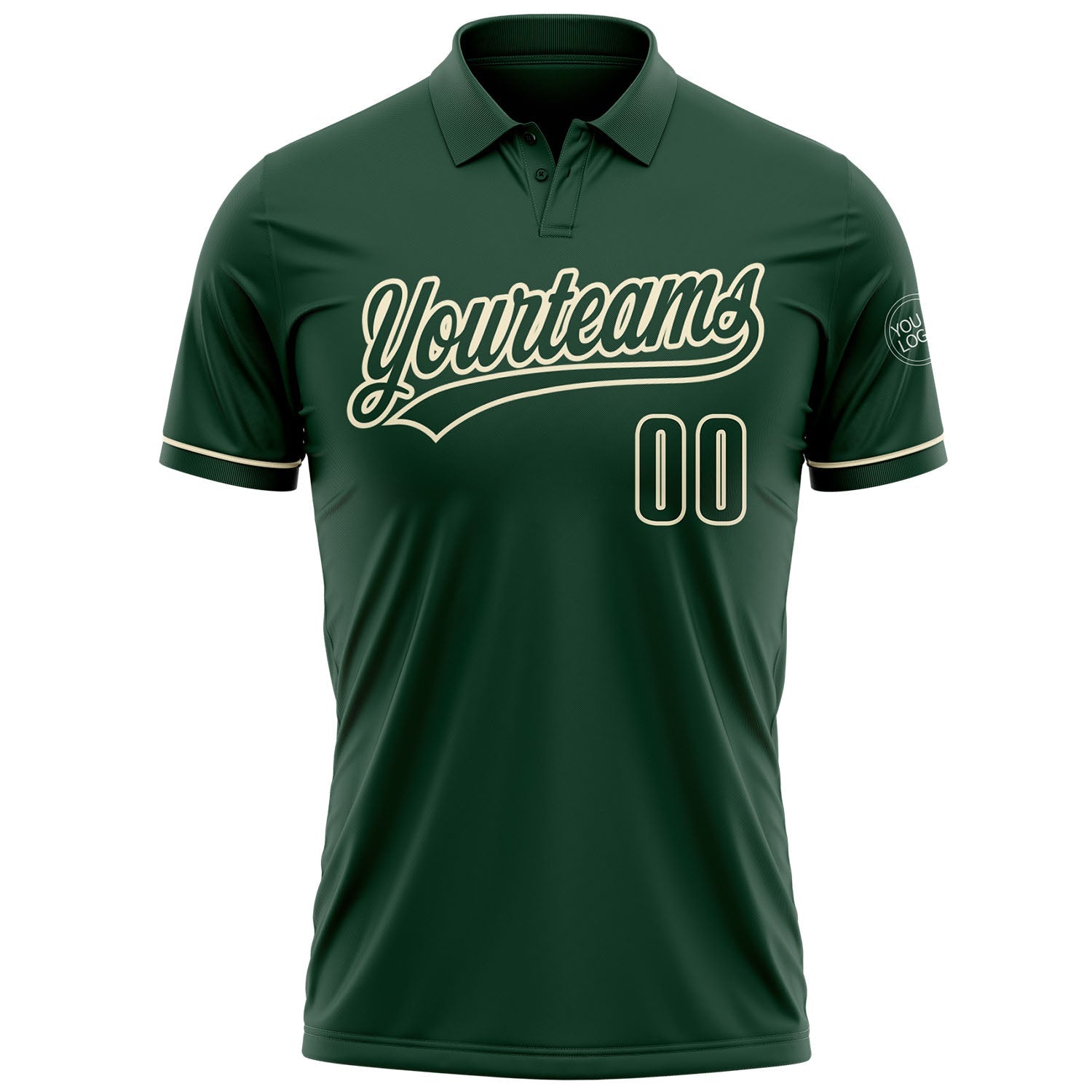 Custom Green Green-Cream Performance Vapor Golf Polo Shirt view 2
