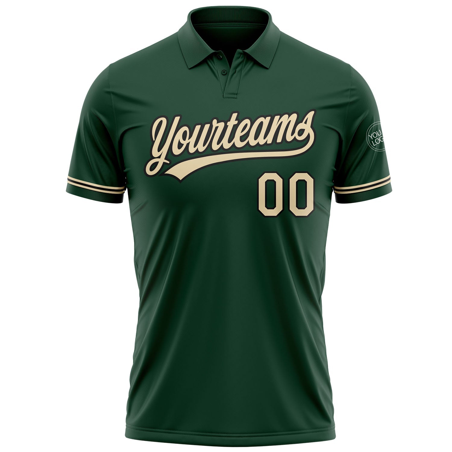 Custom Green City Cream-Black Performance Vapor Golf Polo Shirt view 2
