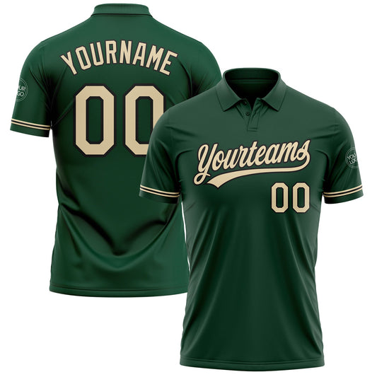 Custom Green City Cream-Black Performance Vapor Golf Polo Shirt - Main View