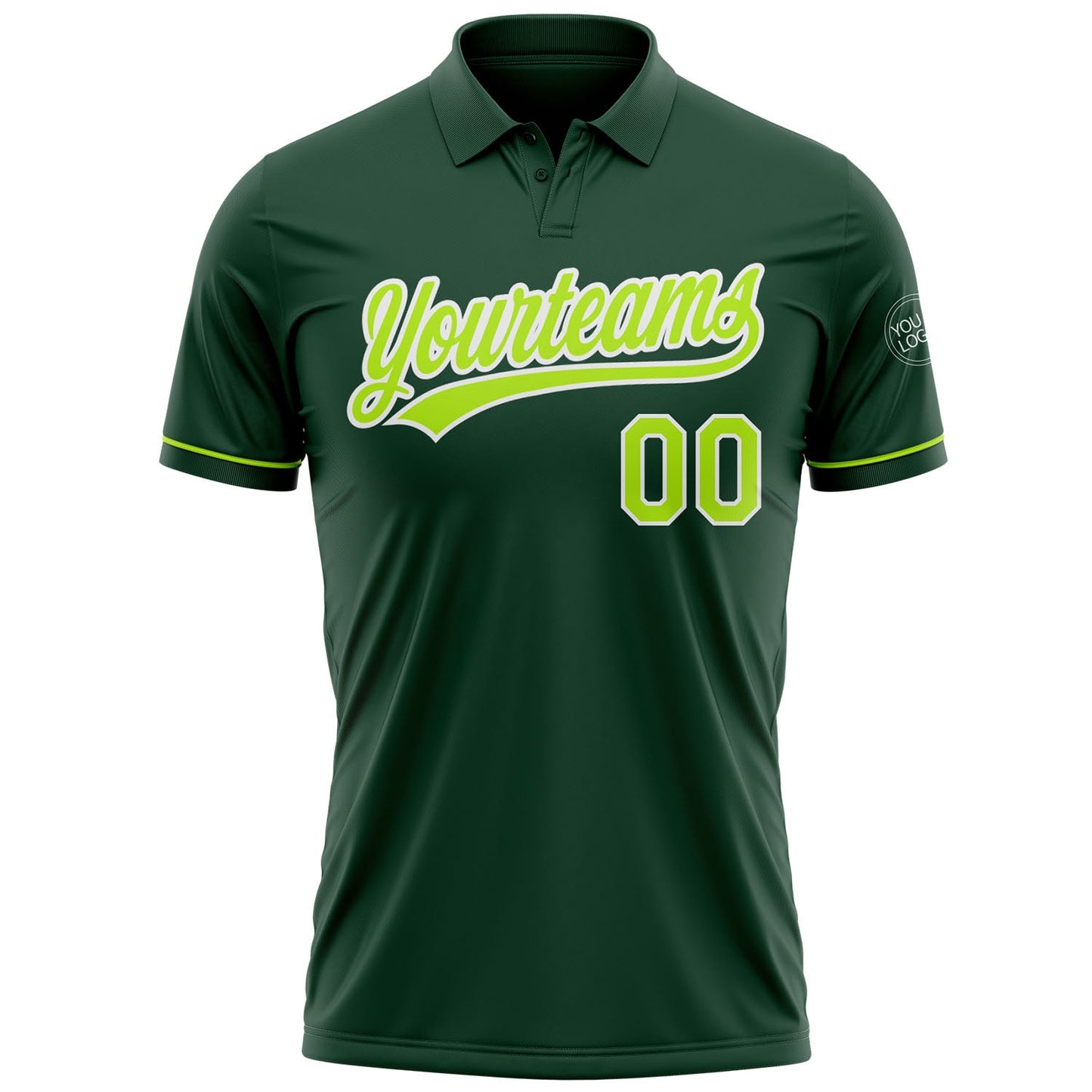 Custom Green Neon Green-White Performance Vapor Golf Polo Shirt view 2