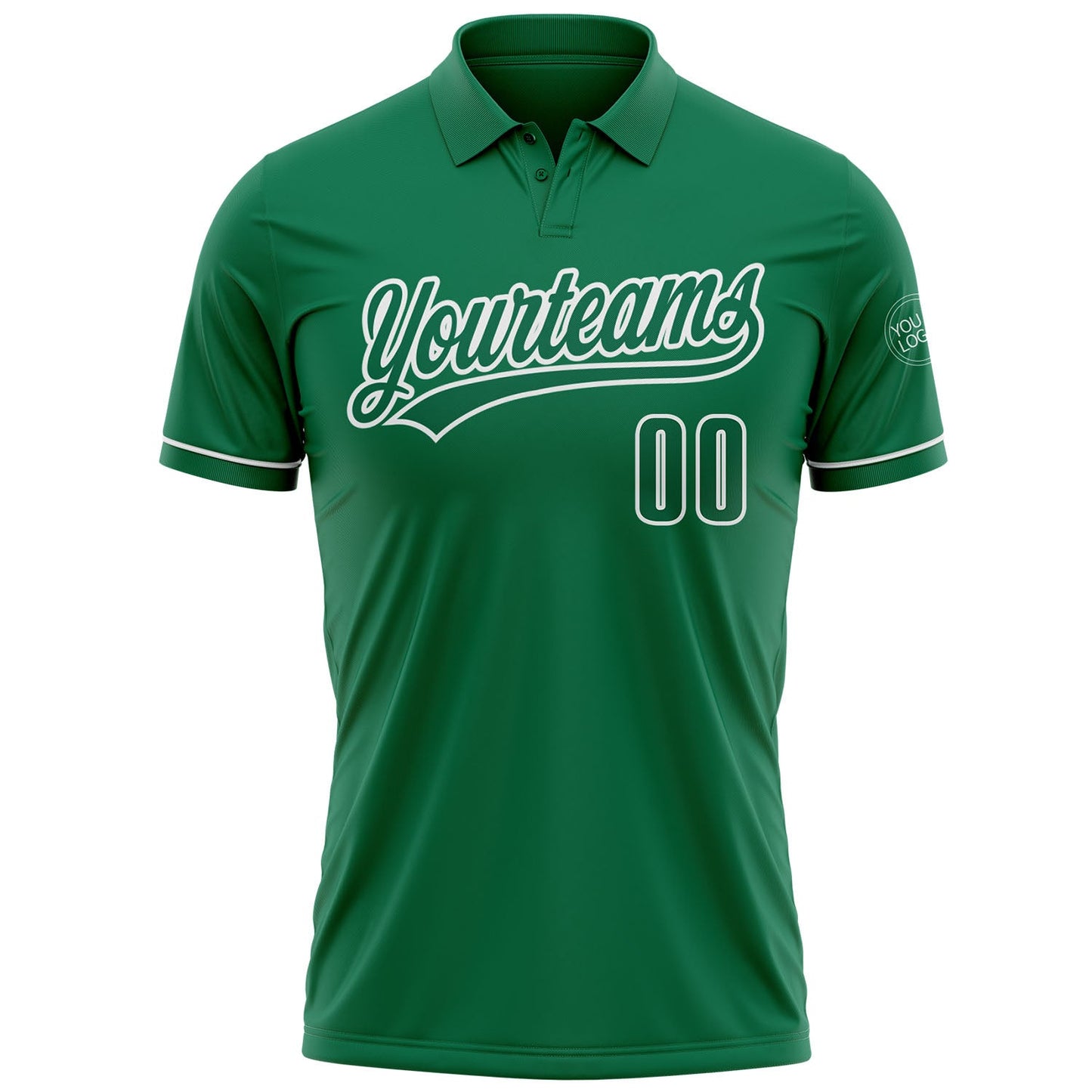 Custom Kelly Green Kelly Green-White Performance Vapor Golf Polo Shirt view 2