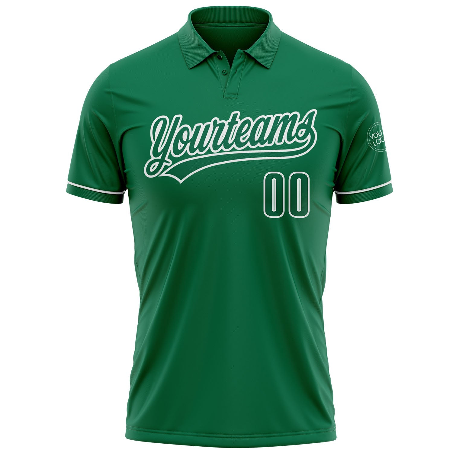 Custom Kelly Green Kelly Green-White Performance Vapor Golf Polo Shirt view 2